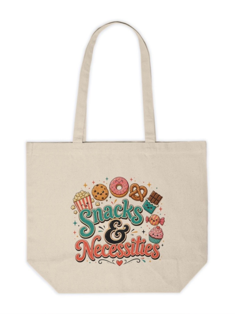 Snacks & Necessities Canvas Tote Bag | Cute Retro Snack Bag